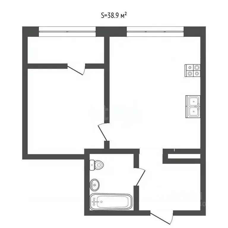 1-к кв. Тюменская область, Тюмень ул. Эльвиры Федоровой, 1к1 (38.9 м) - Фото 2