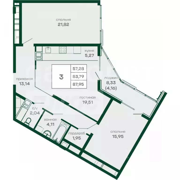 3-к кв. Крым, Симферополь ул. 51-й Армии, 120 (87.9 м) - Фото 2