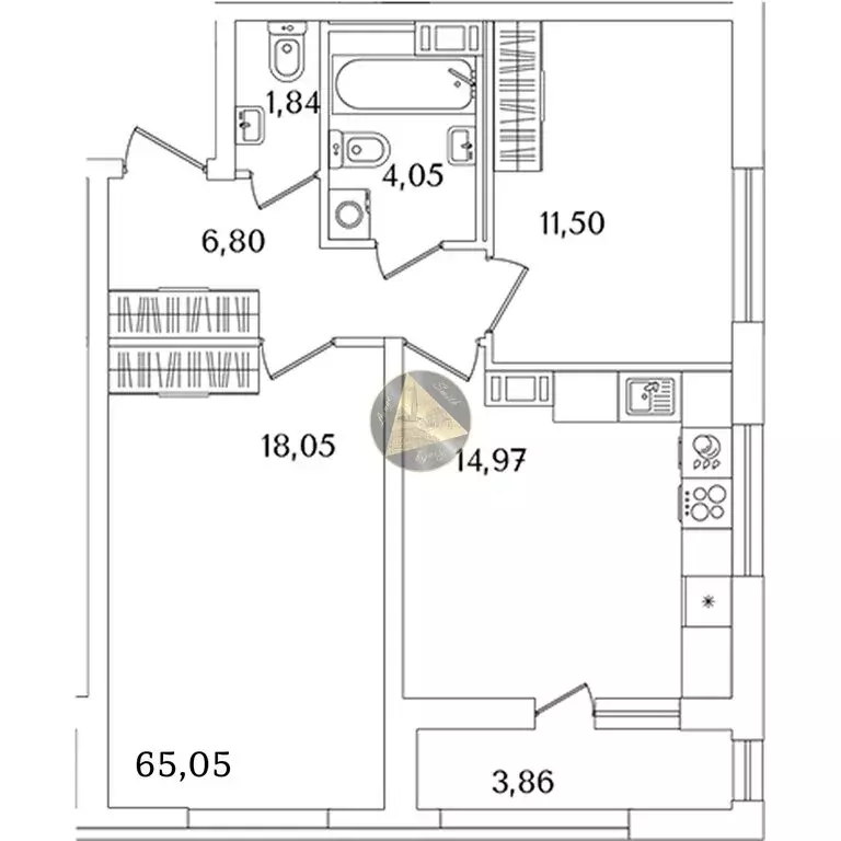 2-комнатная квартира: Санкт-Петербург, Октябрьская набережная, 120 ... - Фото 1