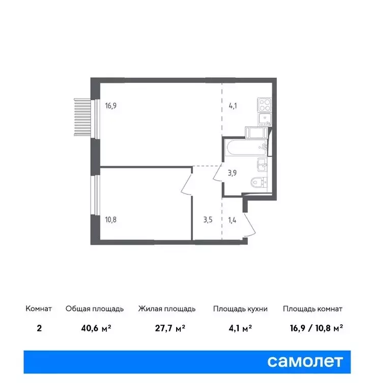 1-комнатная квартира: Мытищи, жилой комплекс Мытищи Парк, к5 (32.75 м) - Фото 0