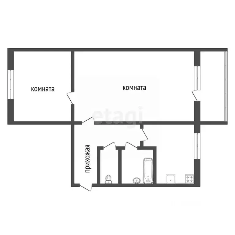 2-к кв. Красноярский край, Красноярск ул. 2-я Краснофлотская, 15 (46.0 ... - Фото 2
