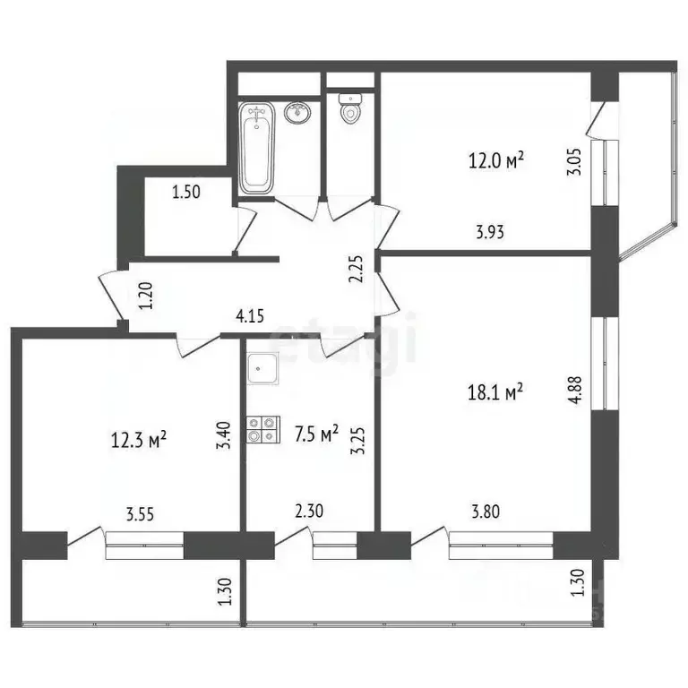 3-к кв. Ставропольский край, Кисловодск ул. Островского (69.0 м) - Фото 2