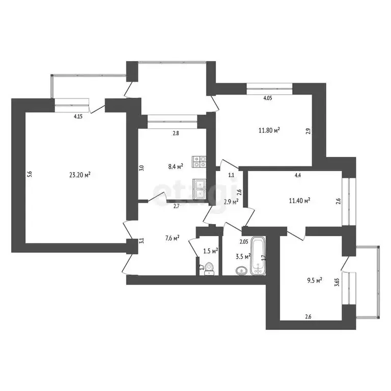 4-комнатная квартира: Лениногорск, улица Куйбышева, 6 (79.9 м) - Фото 1