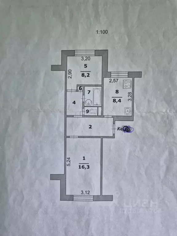 2-к кв. Белгородская область, Белгород ул. Губкина, 41 (47.7 м) - Фото 1