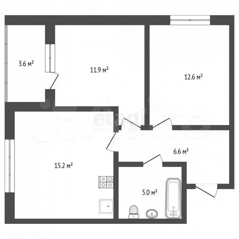 2-к. квартира, 50,5 м, 10/19 эт. - Фото 0