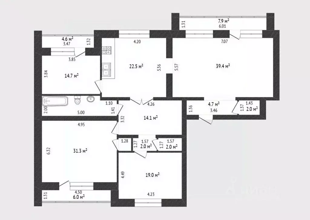 4-к кв. Тюменская область, Тюмень Мельничная ул., 83к2 (167.4 м) - Фото 2