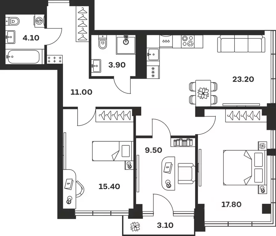 3-к кв. Тульская область, Тула ул. Фридриха Энгельса, 62 (88.0 м) - Фото 1