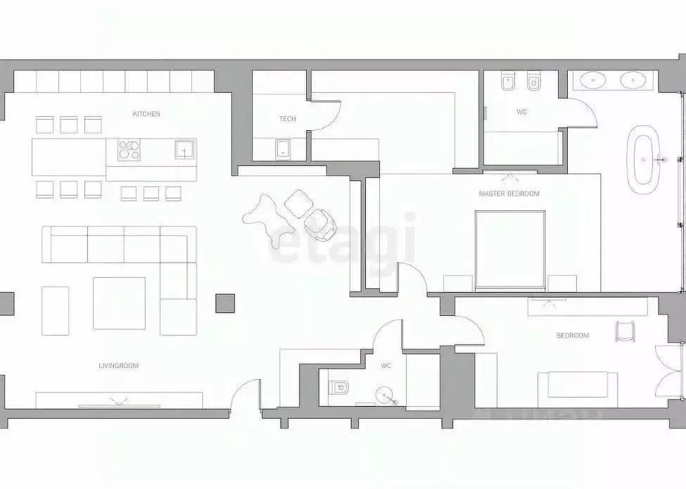 3-к кв. Татарстан, Казань Право-Булачная ул., 51 (92.9 м) - Фото 2