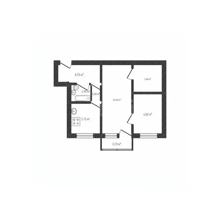 2-к кв. Брянская область, Брянск ул. Энгельса, 1А (44.0 м) - Фото 1
