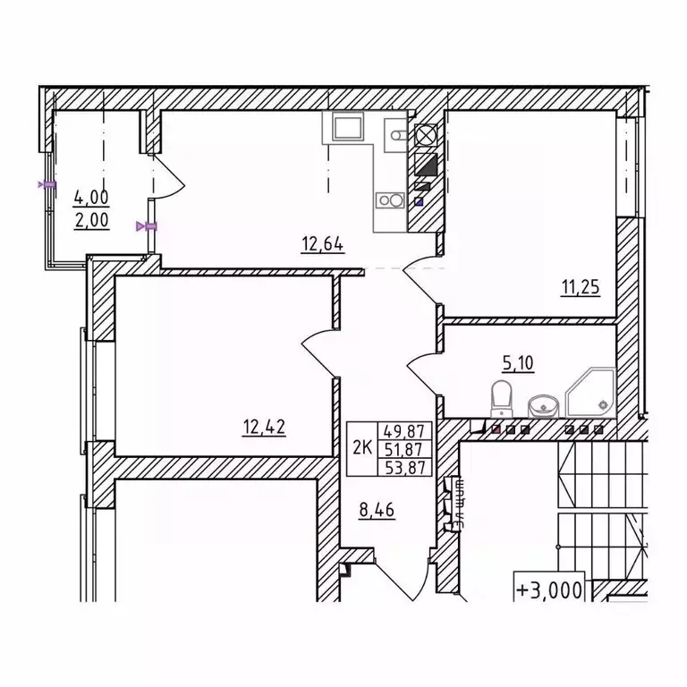 2-к кв. Калининградская область, Зеленоградск  (53.87 м) - Фото 1