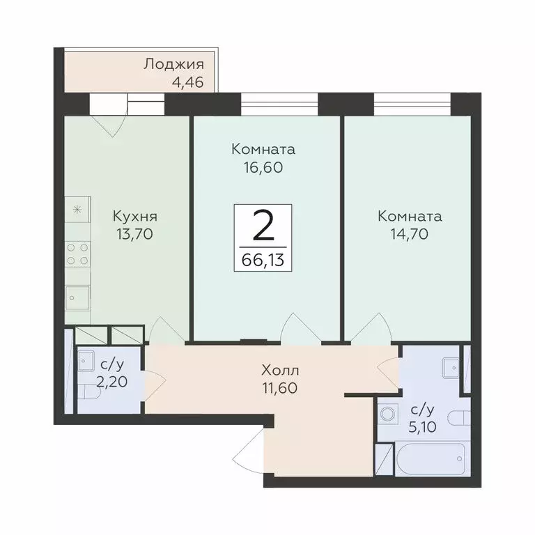 2-комнатная квартира: посёлок городского типа Родники, жилой комплекс ... - Фото 1