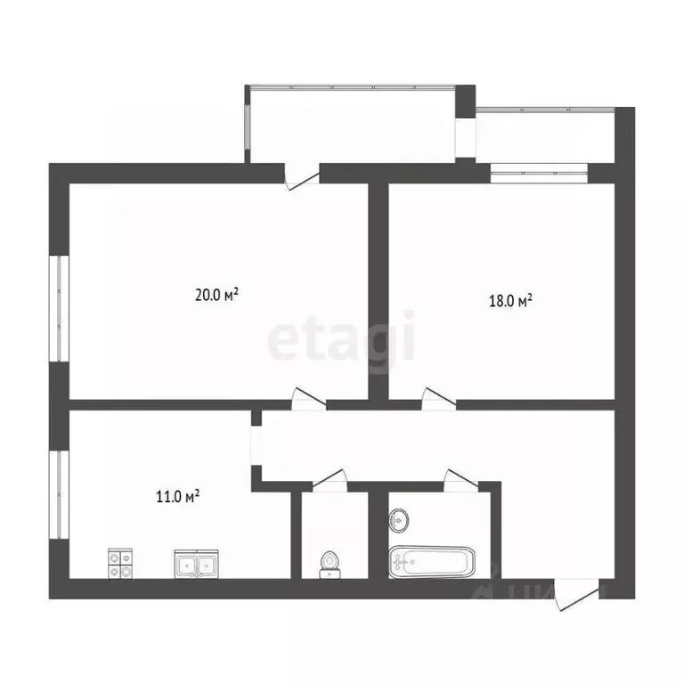 2-к кв. Тюменская область, Тюмень ул. Самарцева, 3 (65.8 м) - Фото 1