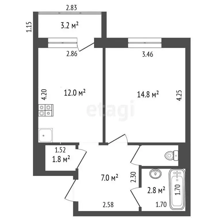 1-комнатная квартира: Саранск, улица Тани Бибиной, 3/1 (40.3 м) - Фото 0