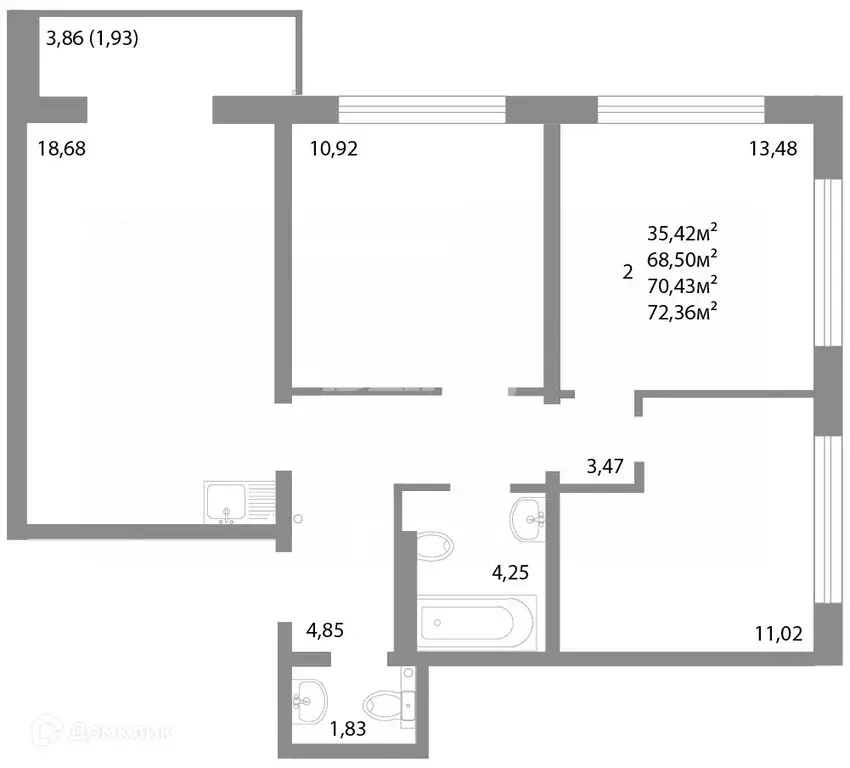 Продаётся 3-к квартира, 70.43 м - Фото 0