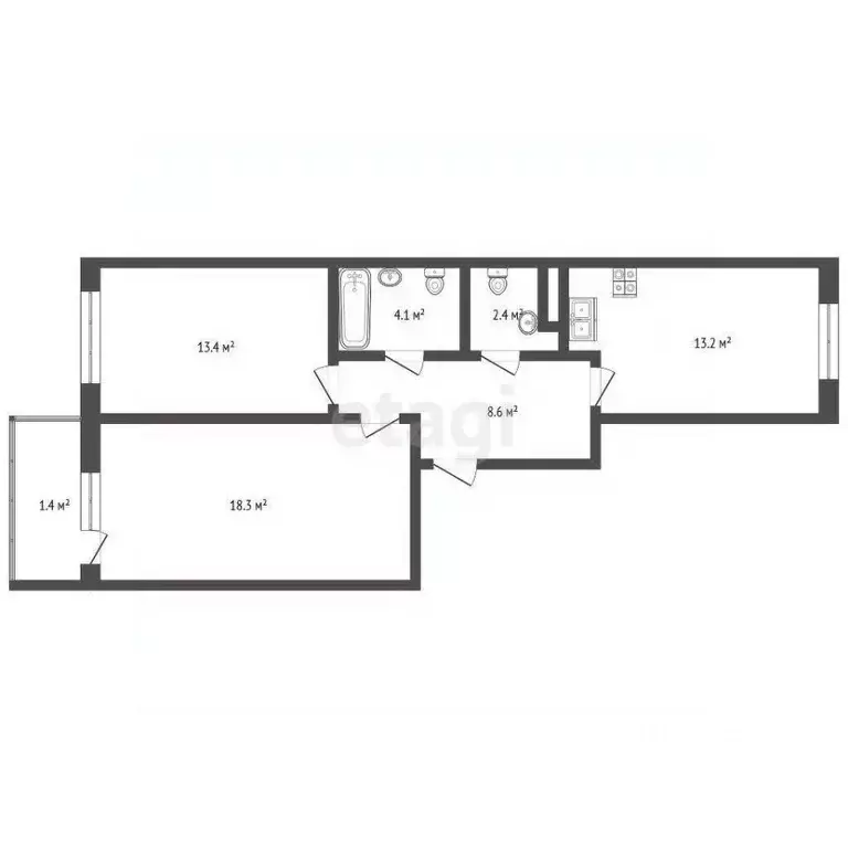2-к кв. Москва бул. Скандинавский, 23к1 (61.0 м) - Фото 1
