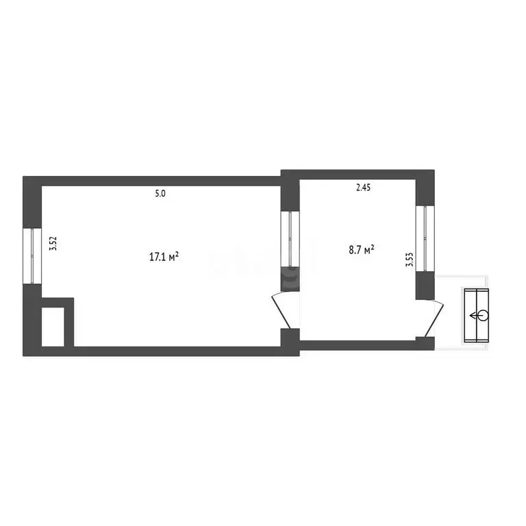 1-комнатная квартира: Евпатория, улица Франко, 14/44 (25.8 м) - Фото 1