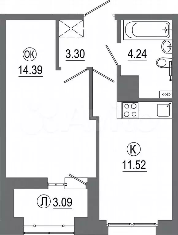 1-к. квартира, 36,5 м, 9/16 эт. - Фото 1