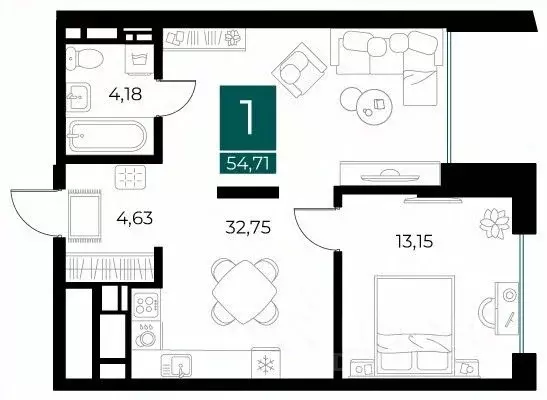 1-к кв. Рязанская область, Рязань Арт Кварталы жилой комплекс (54.71 ... - Фото 1