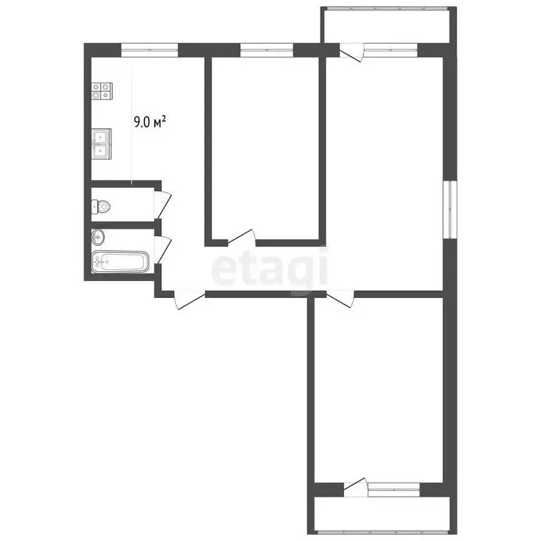 3-комнатная квартира: Воскресенск, улица Зелинского, 1А (66.3 м) - Фото 1