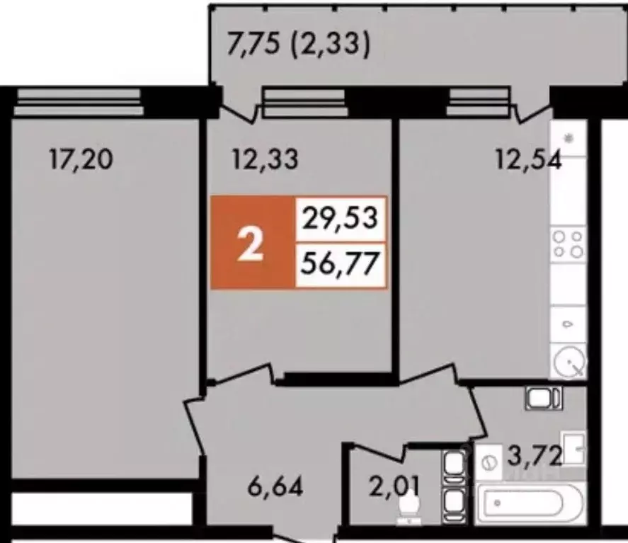 2-к кв. Калужская область, Калуга Первый на Правом жилой комплекс, 3 ... - Фото 2
