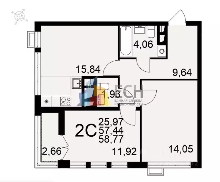 2-к кв. Тульская область, Тула Петровский квартал мкр, ул. Маршала ... - Фото 2