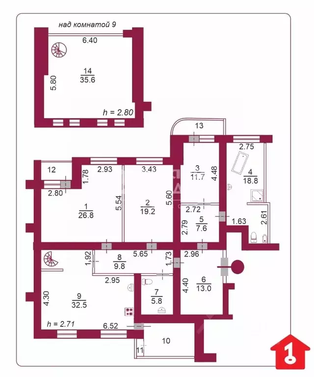 4-к кв. Омская область, Омск ул. Маяковского, 16 (180.8 м) - Фото 2