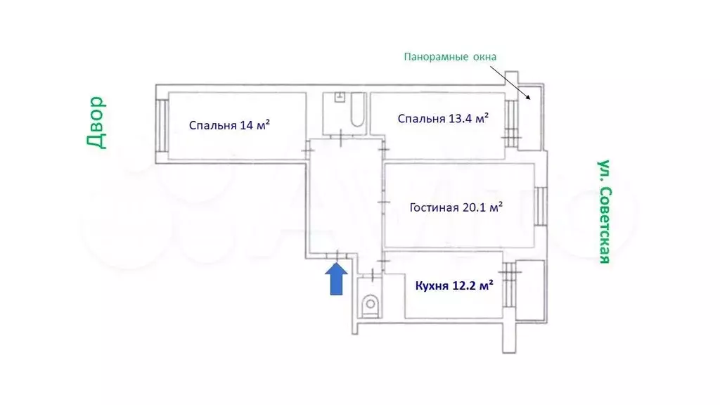 3-к. квартира, 75,9 м, 3/17 эт. - Фото 0