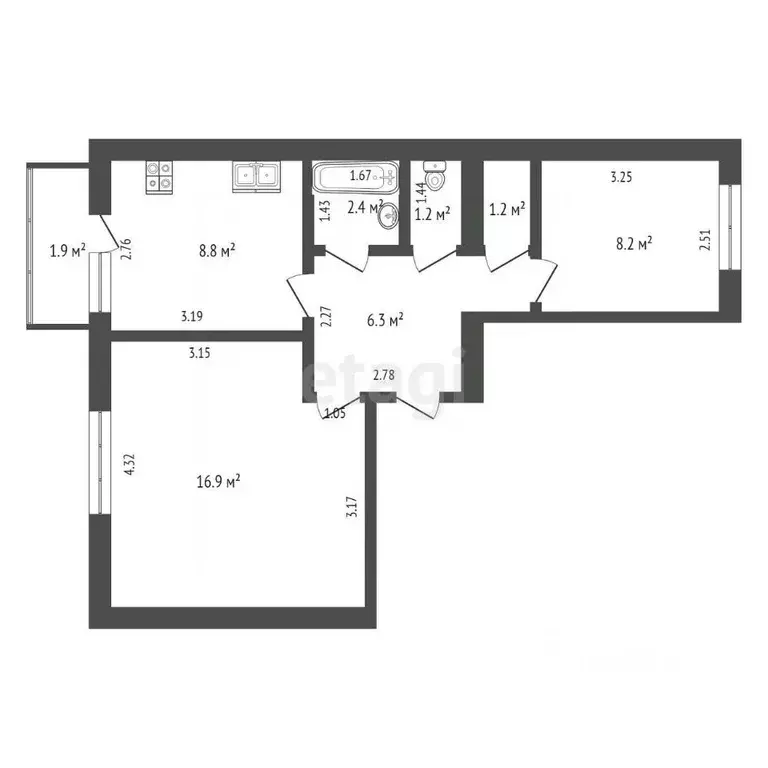 2-к кв. Самарская область, Самара ул. Василия Татищева, 5 (47.0 м) - Фото 2
