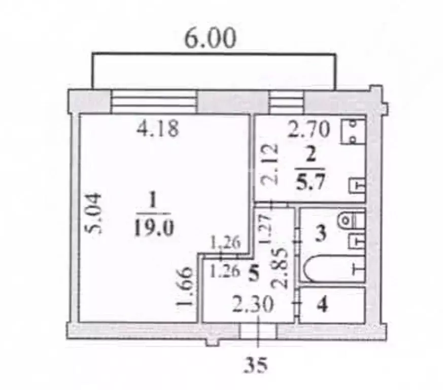 1-к кв. Липецкая область, Липецк Ангарская ул., 19 (33.7 м) - Фото 2