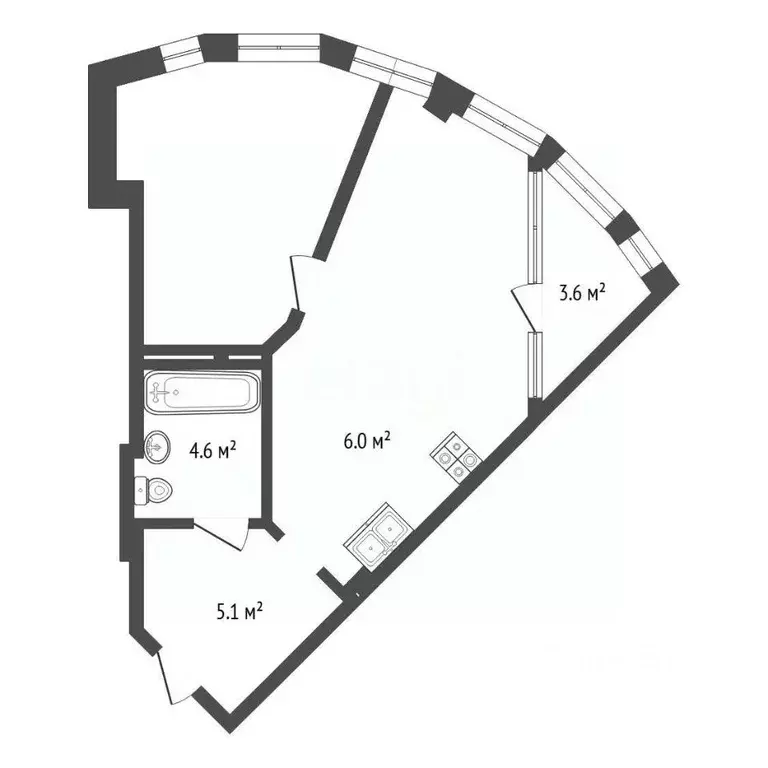 1-к кв. Тюменская область, Тюмень ул. Чернышевского, 2Бк11 (44.6 м) - Фото 1