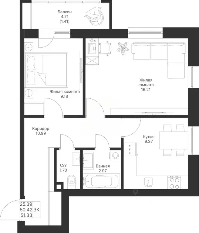 2-к кв. Татарстан, Лаишевский район, Столбищенское с/пос, с. Усады  ... - Фото 1