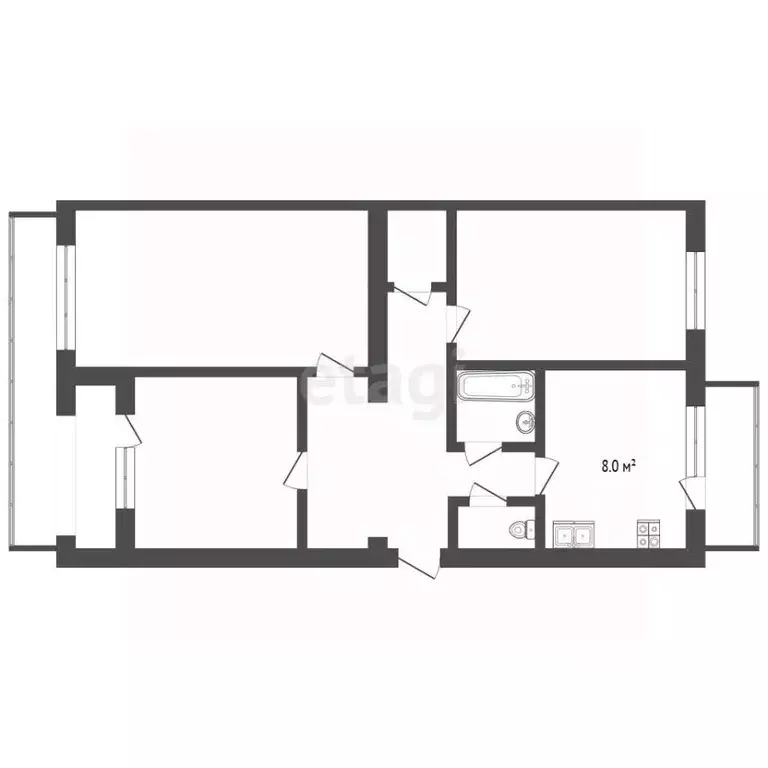 3-к кв. Крым, Феодосия бул. Старшинова, 8 (66.1 м) - Фото 2