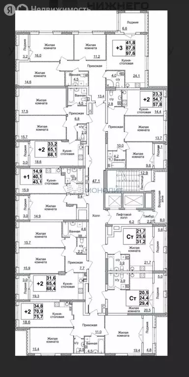 1-комнатная квартира: Нижний Новгород, улица Родионова, 31 (29.1 м) - Фото 2