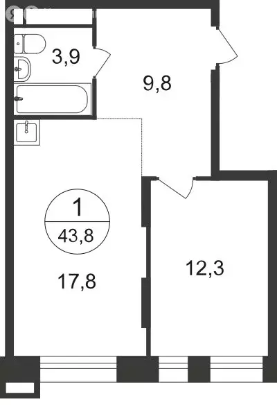 1-комнатная квартира: Московский, улица Лаптева, 9 (43.8 м) - Фото 0