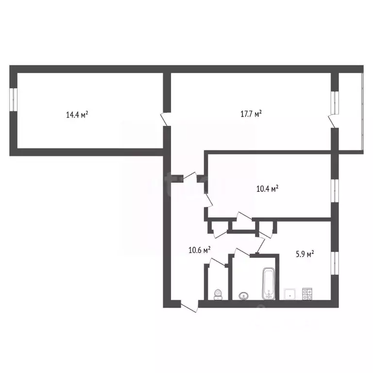 3-к кв. Воронежская область, Семилукский район, Латная рп ул. ... - Фото 2