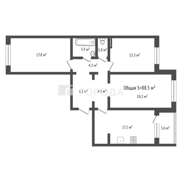 3-к кв. Новосибирская область, Новосибирск Рельефная ул., 106/2 (86.9 ... - Фото 1