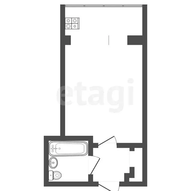 Квартира-студия: Тюмень, улица Республики, 241 (12.7 м) - Фото 1