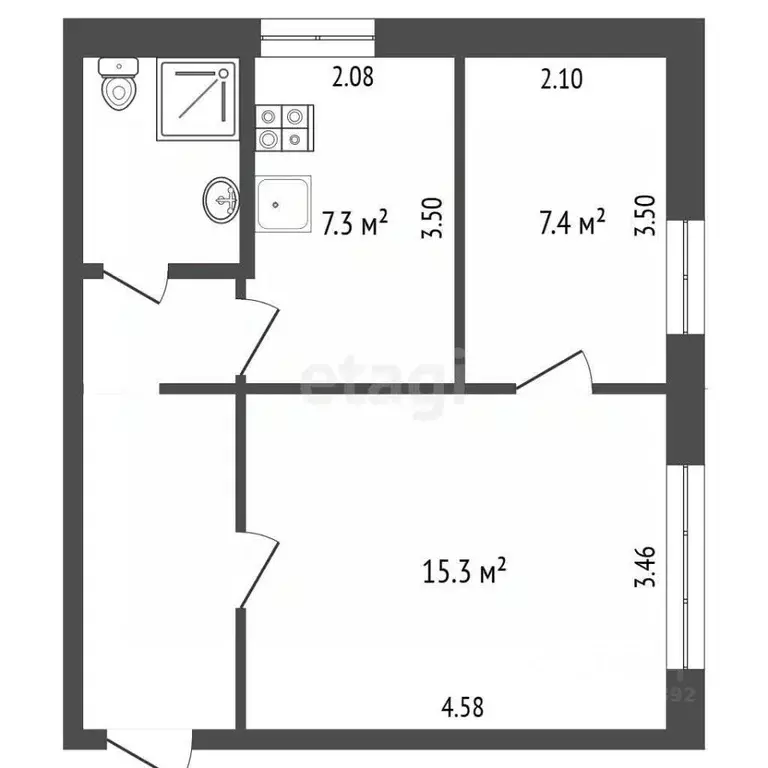 2-к кв. Вологодская область, Харовск ул. Пушкина, 12 (40.96 м) - Фото 1