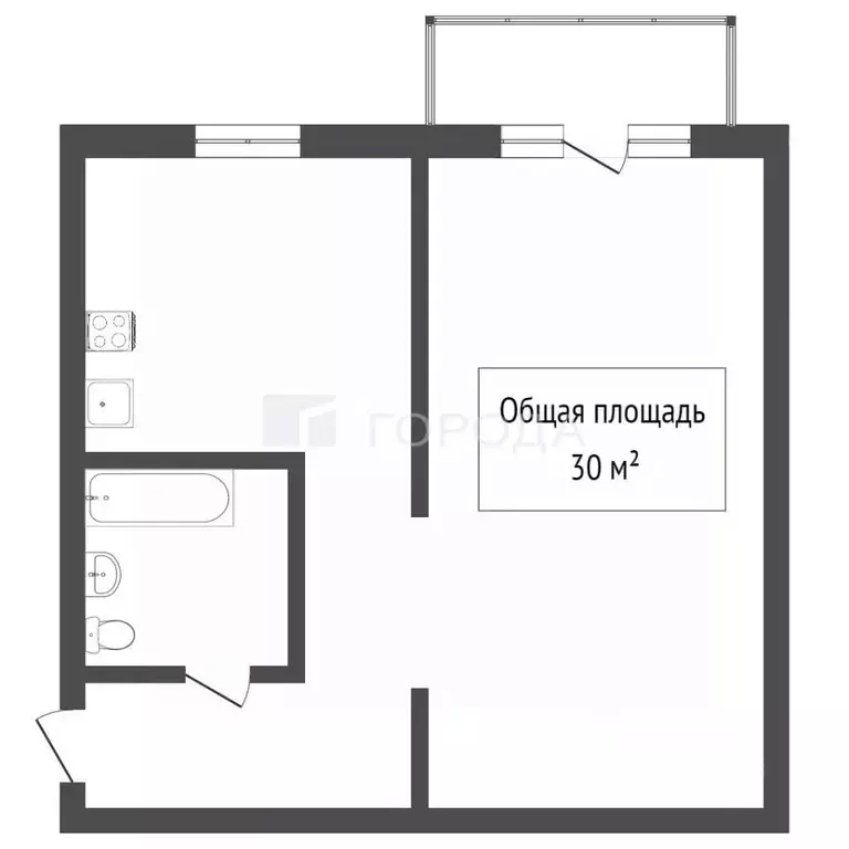 1-к кв. Томская область, Томск Трамвайная ул., 5 (30.0 м) - Фото 1