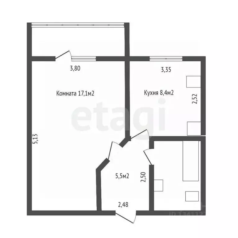 1-к кв. Белгородская область, Белгород ул. Макаренко, 38 (35.7 м) - Фото 1