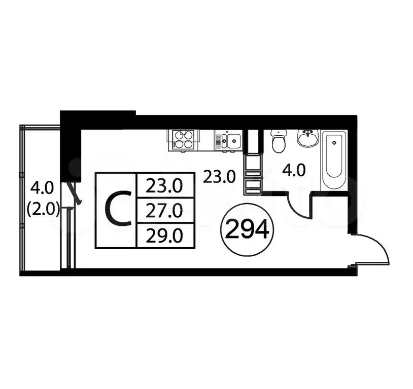 Квартира-студия, 29 м, 8/12 эт. - Фото 0