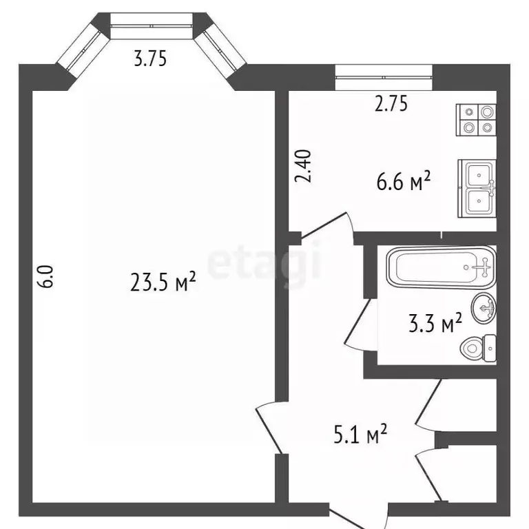 1-к кв. Ямало-Ненецкий АО, Новый Уренгой Юбилейный мкр, 2/4 (39.3 м) - Фото 1