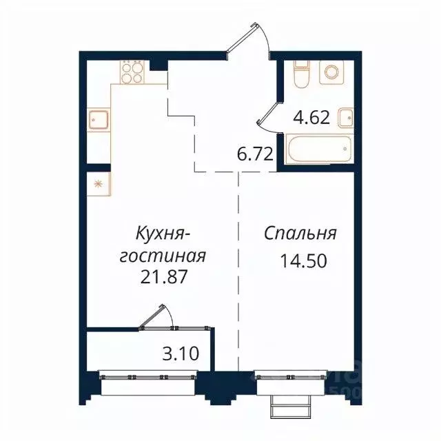 1-к кв. Иркутская область, Иркутск Байкальская ул., 246Б (50.5 м) - Фото 1