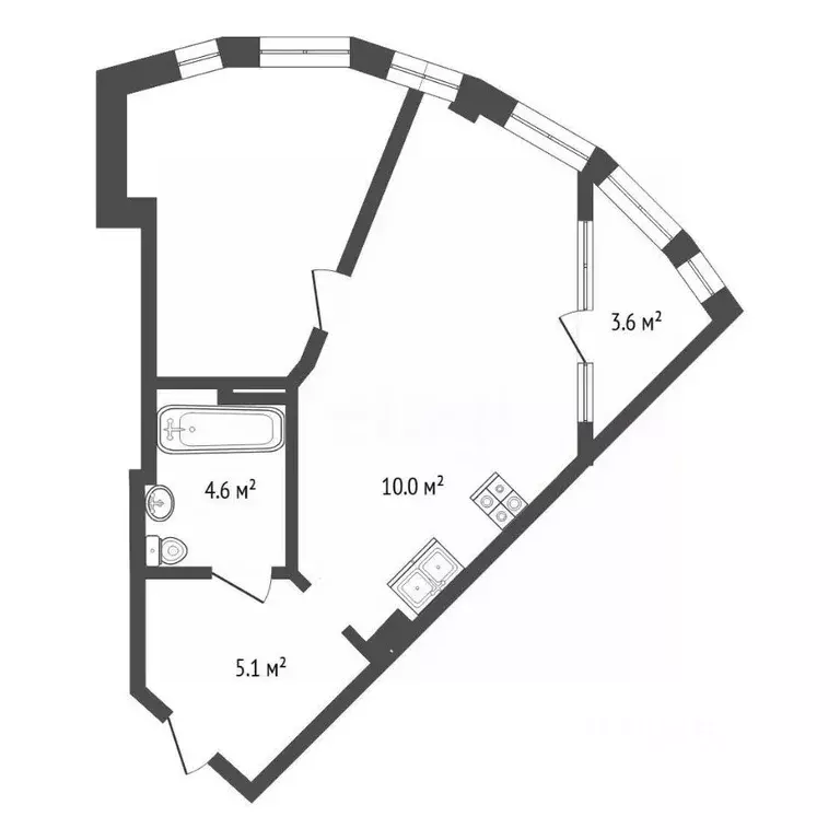 1-к кв. Тюменская область, Тюмень ул. Чернышевского, 2Бк11 (45.6 м) - Фото 2