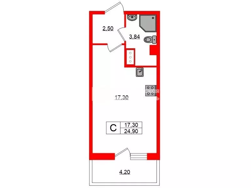 Квартира-студия: Мурино, Оборонная улица, 33к2 (24.9 м) - Фото 0