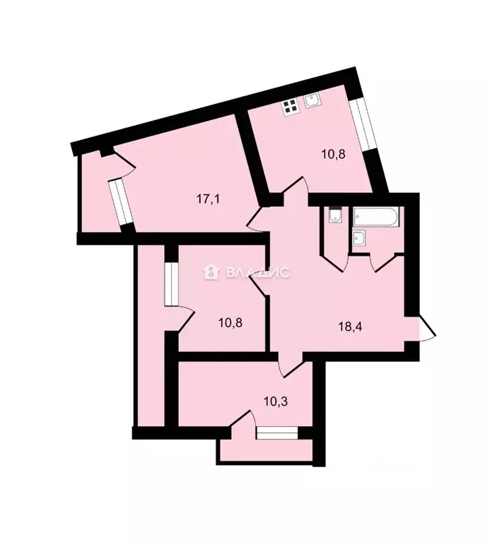 3-к кв. Ленинградская область, Гатчина ул. Хохлова, 2 (71.5 м) - Фото 2