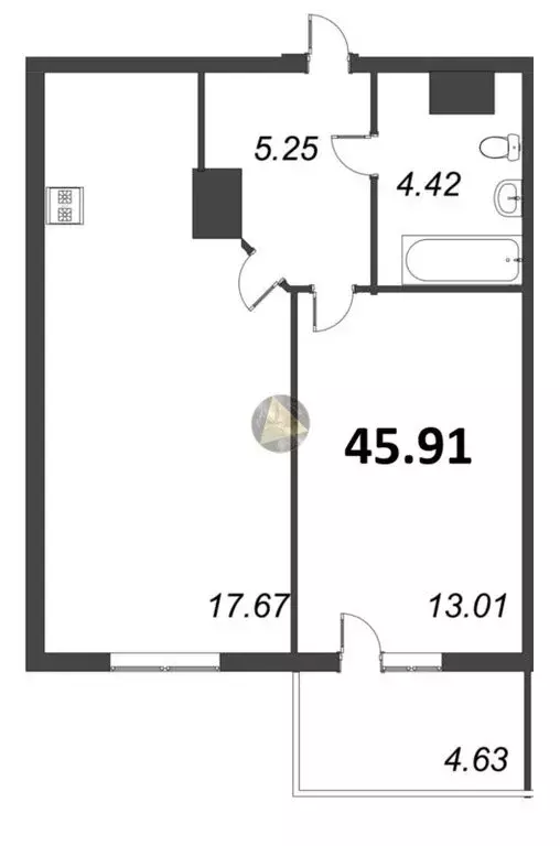 1-комнатная квартира: Сестрорецк, улица Инструментальщиков, 18 (45.91 ... - Фото 1