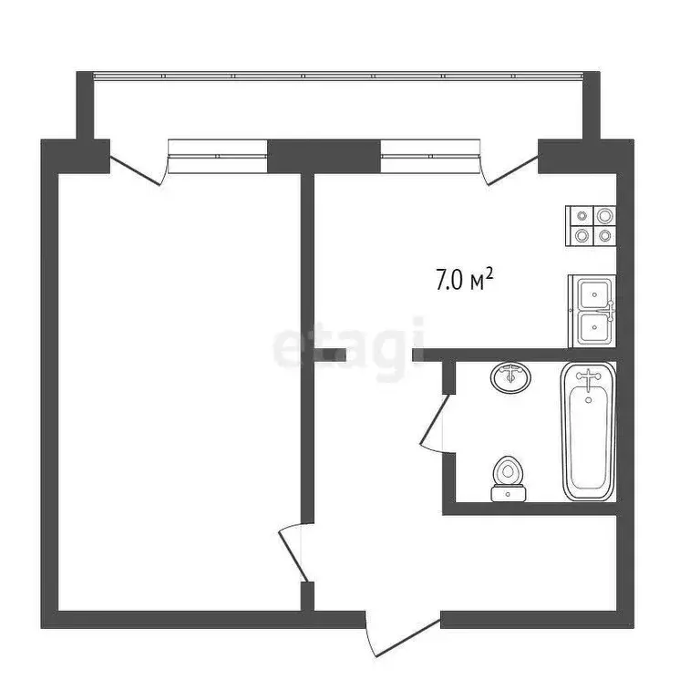Квартира, 1 комната, 32.1 м - Фото 1