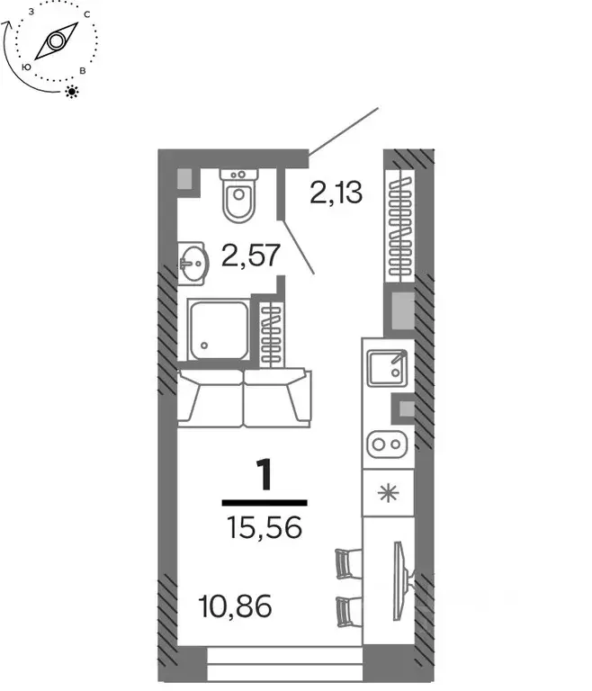 1-к кв. Рязанская область, Рязань Олимпийский городок мкр, 10 (15.56 ... - Фото 1