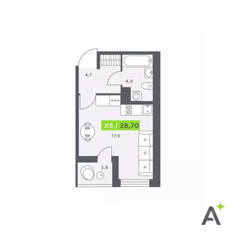 Студия Санкт-Петербург бул. Головнина, 6к1 (28.7 м) - Фото 0